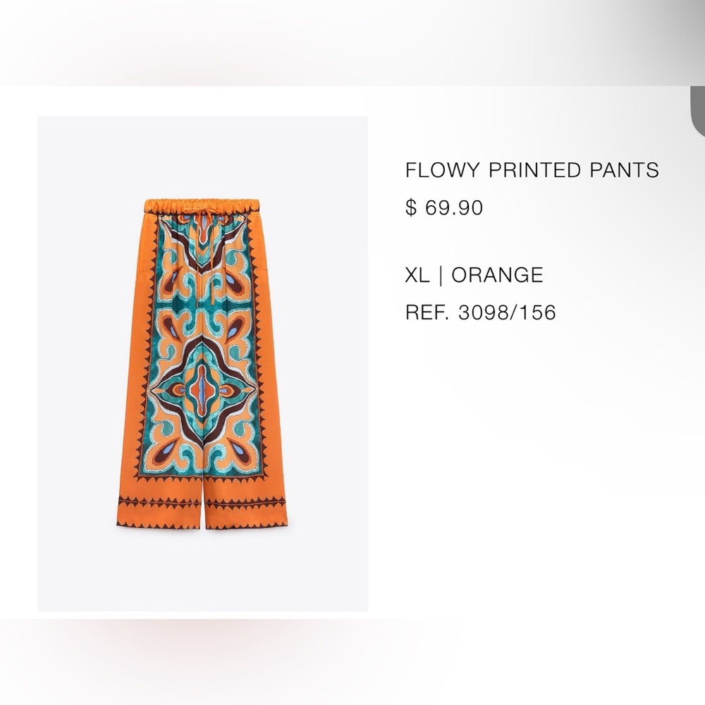 Orange and Teal Patterned Women's Pants and top set - Picture 2 of 4